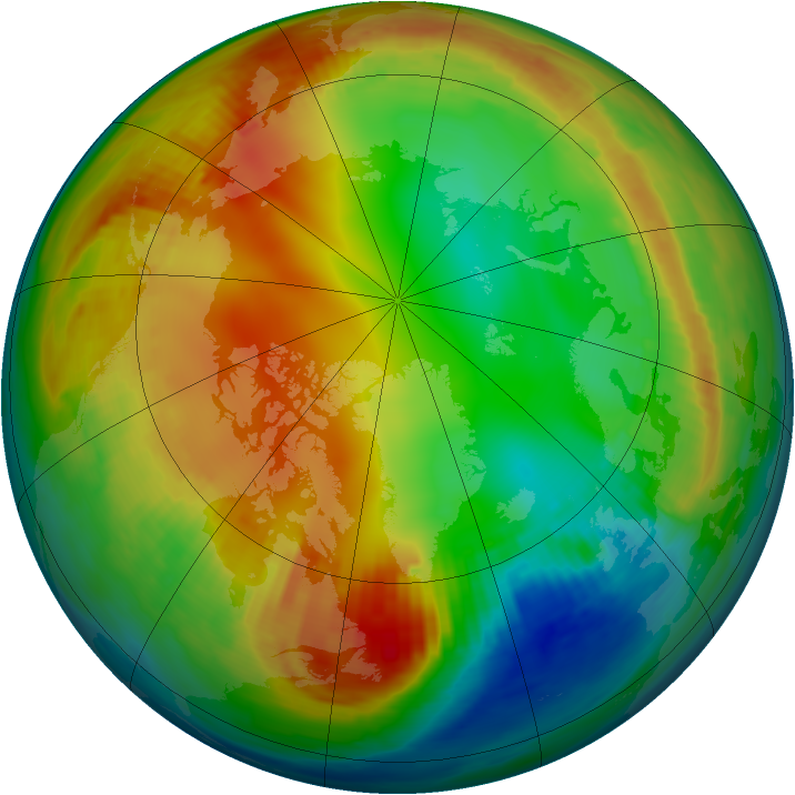 Arctic ozone map for 16 January 1986